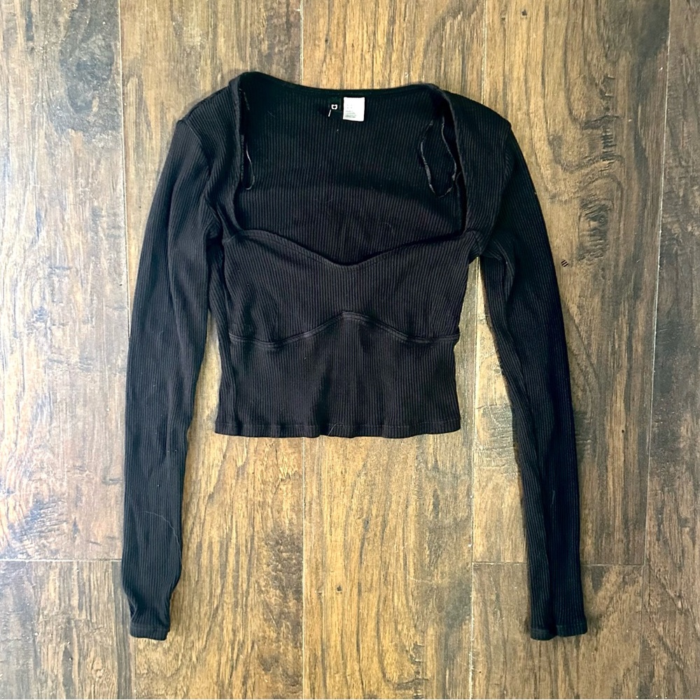 H&M Black Ribbed Long Sleeve